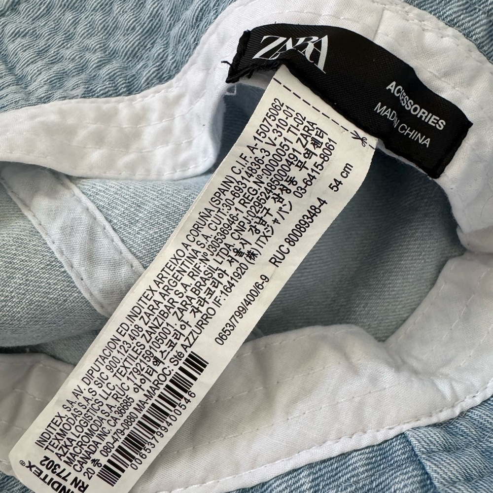 ZARA Kids Denim Bucket Hat Blue Cotton Size 54 cm Child Summer - Picture 5 of 5